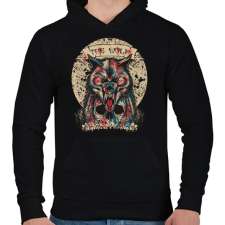 PRINTFASHION Farkaskoponya - Férfi kapucnis pulóver - Fekete férfi pulóver, kardigán