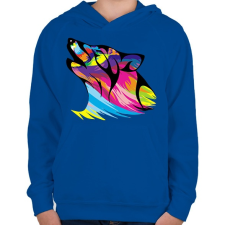 PRINTFASHION Farkaskutya  - Gyerek kapucnis pulóver - Királykék gyerek pulóver, kardigán