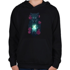 PRINTFASHION Farkasok - Gyerek kapucnis pulóver - Fekete gyerek pulóver, kardigán