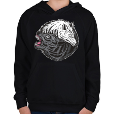 PRINTFASHION Farkasos  - Gyerek kapucnis pulóver - Fekete gyerek pulóver, kardigán