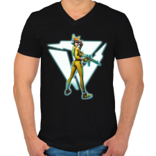 PRINTFASHION Farlight 84 - Maggie karakter - Férfi V-nyakú póló - Fekete férfi póló