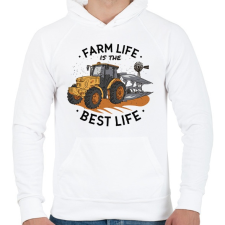 PRINTFASHION Farm - trakrtor - a legjobb életmód - Férfi kapucnis pulóver - Fehér férfi pulóver, kardigán