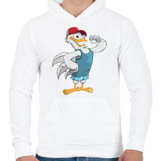 PRINTFASHION Farmer Chicken - Férfi kapucnis pulóver - Fehér