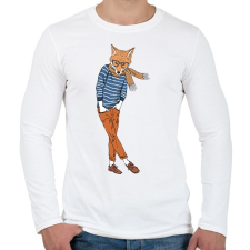 PRINTFASHION Fashion Fox - Férfi hosszú ujjú póló - Fehér férfi póló