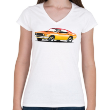 PRINTFASHION Fast car - Női V-nyakú póló - Fehér női póló