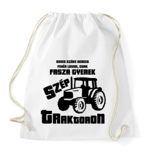 PRINTFASHION Fasza Gyerek Traktoron  - Sportzsák, Tornazsák - Fehér tornazsák