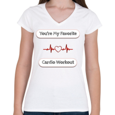 PRINTFASHION fav cardio - Női V-nyakú póló - Fehér női póló