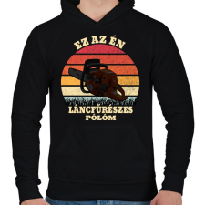 PRINTFASHION Favágó / Láncfűrész - Férfi kapucnis pulóver - Fekete férfi pulóver, kardigán