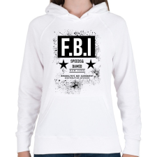 PRINTFASHION FBI - Női kapucnis pulóver - Fehér női pulóver, kardigán