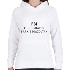 PRINTFASHION FBI - Női kapucnis pulóver - Fehér női pulóver, kardigán