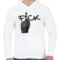 PRINTFASHION fck covid19 - Férfi kapucnis pulóver - Fehér