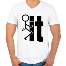 PRINTFASHION Fck it 2 - Férfi V-nyakú póló - Fehér férfi póló