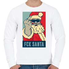 PRINTFASHION FCK SANTA - Férfi pulóver - Fehér férfi pulóver, kardigán