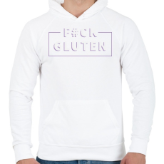 PRINTFASHION fcuk-gluten-white-purple - Férfi kapucnis pulóver - Fehér