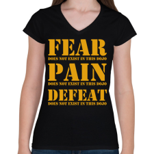 PRINTFASHION Fear, Pain, Defeat - Cobra Kai - Női V-nyakú póló - Fekete női póló