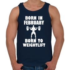 PRINTFASHION Februárban születve - súlyemelésre születve - Férfi atléta - Sötétkék atléta, trikó