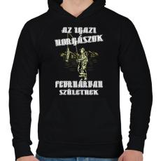 PRINTFASHION Februári horgász - Férfi kapucnis pulóver - Fekete