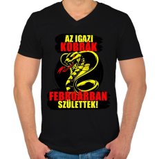 PRINTFASHION Februári Kobra - Férfi V-nyakú póló - Fekete