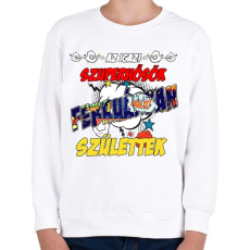 PRINTFASHION Februári Szuperhős - Gyerek pulóver - Fehér