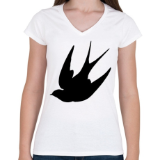 PRINTFASHION Fecske - Női V-nyakú póló - Fehér
