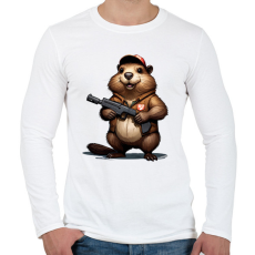 PRINTFASHION fegyveres bober - Férfi hosszú ujjú póló - Fehér