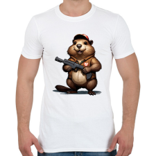 PRINTFASHION fegyveres bober - Férfi póló - Fehér férfi póló
