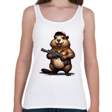 PRINTFASHION fegyveres bober - Női atléta - Fehér női trikó