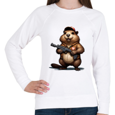 PRINTFASHION fegyveres bober - Női pulóver - Fehér