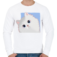 PRINTFASHION Fehér cica - Férfi pulóver - Fehér férfi pulóver, kardigán