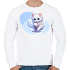 PRINTFASHION Fehér cica - Férfi pulóver - Fehér