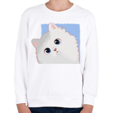 PRINTFASHION Fehér cica - Gyerek pulóver - Fehér