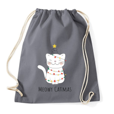 PRINTFASHION Fehér cica karácsonyi égőkkel - Sportzsák, Tornazsák - Grafitszürke tornazsák
