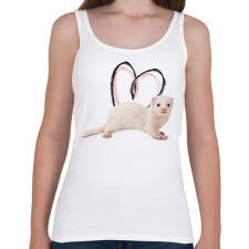 PRINTFASHION fehér görény szívecskével - Női atléta - Fehér női trikó