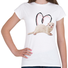 PRINTFASHION fehér görény szívecskével - Női póló - Fehér női póló