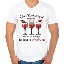 PRINTFASHION Fehér karácsonyról álmodom bor - Férfi V-nyakú póló - Fehér férfi póló