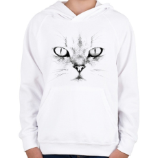 PRINTFASHION Fehér macska - Gyerek kapucnis pulóver - Fehér