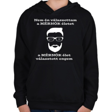 PRINTFASHION fehér mérnök választott - Gyerek kapucnis pulóver - Fekete