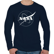 PRINTFASHION Fehér Nasa logo - Férfi hosszú ujjú póló - Sötétkék férfi póló