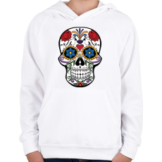 PRINTFASHION Fehér, piros és lila calavera illusztráció - Gyerek kapucnis pulóver - Fehér