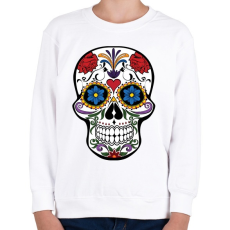 PRINTFASHION Fehér, piros és lila calavera illusztráció - Gyerek pulóver - Fehér