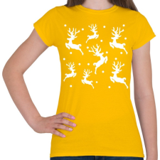 PRINTFASHION Fehér rénszarvasok - Női póló - Sárga női póló