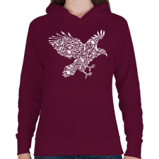 PRINTFASHION Fehér sas - Női kapucnis pulóver - Bordó női pulóver, kardigán