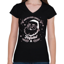 PRINTFASHION Fehér szakállú férfiak - Női V-nyakú póló - Fekete női póló