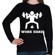 PRINTFASHION Fehér WORK HARD edzős felszerelés - Női pulóver - Fekete női pulóver, kardigán