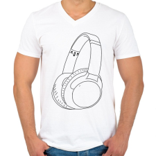 PRINTFASHION Fejhallgató - Férfi V-nyakú póló - Fehér férfi póló