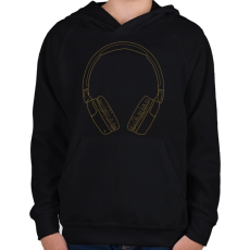 PRINTFASHION Fejhallgató - Gyerek kapucnis pulóver - Fekete