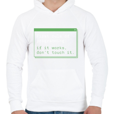 PRINTFASHION Fejlesztő mottó - Férfi kapucnis pulóver - Fehér férfi pulóver, kardigán