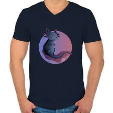 PRINTFASHION Fekete axolotl - Férfi V-nyakú póló - Sötétkék férfi póló