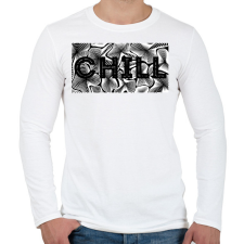 PRINTFASHION Fekete CHILL - Férfi hosszú ujjú póló - Fehér férfi póló