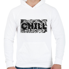 PRINTFASHION Fekete CHILL - Férfi kapucnis pulóver - Fehér férfi pulóver, kardigán